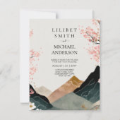 Invitation Scandinavie Japandi thème Mariage rose noir (Devant)