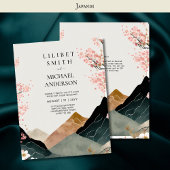 Invitation Scandinavie Japandi thème Mariage rose noir