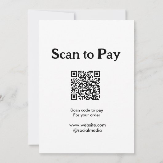 Invitation Scanner pour payer la commande Code QR Ajouter un (Devant)