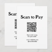 Invitation Scanner pour payer la commande Code QR Ajouter un (Devant / Derrière)