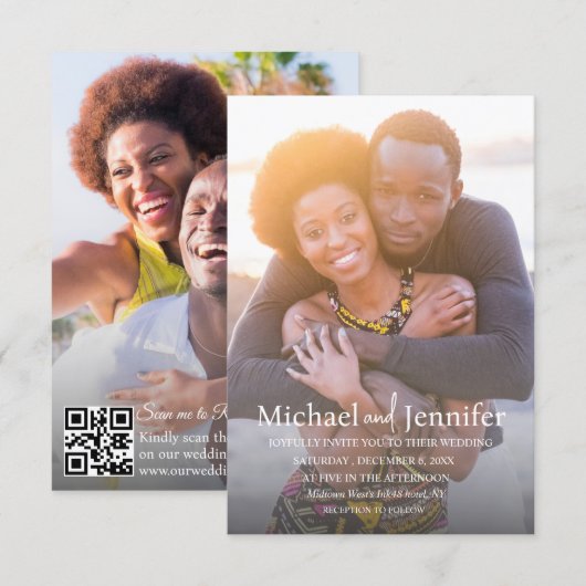Invitation Scanner pour répondre code QR 2 Photo Mariage Mode (Devant / Derrière)