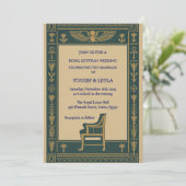 Invitation Scarab royal égyptien ailé et Mariage d'or du trôn (Debout devant)