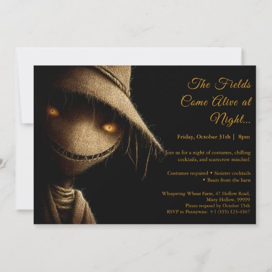 Invitation Scarecrow Shadows Halloween Costume Party Invitati (Devant)