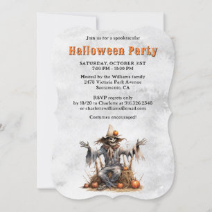Invitation Scarecrow Skeleton Citrouille Halloween Party