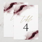 Invitation SCARLÈNE| Burgundy Maroon Watercolor Numéro du tab (Devant / Derrière)