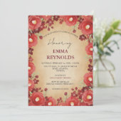 Invitation Scarlet Camellia Cherry Blossom Fête des mariées (Debout devant)