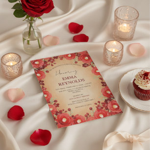 Invitation Scarlet Camellia Cherry Blossom Fête des mariées