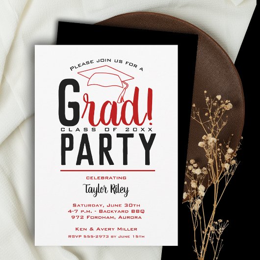 Invitation Scarlet et Black Graduation Party