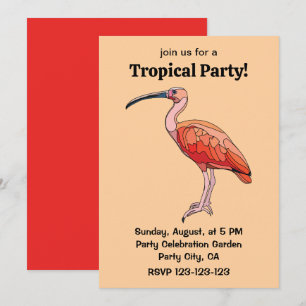 Invitation Scarlet Ibis Bird Tropical Party