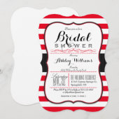 Invitation Scarlet Red Stripes; Élégante Fête des mariées (Devant / Derrière)