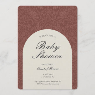 Invitation Scarlet Traditional Floral Arts and Crafts Shower