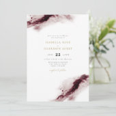 Invitation SCARLETT | Boho Burgundy Gold Watercolor Mariage (Debout devant)