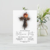 Invitation Scary Elegant Citrouille Scarecrow Halloween Party (Debout devant)