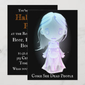 Invitation Scary Ghostly Blue Girl (Devant / Derrière)