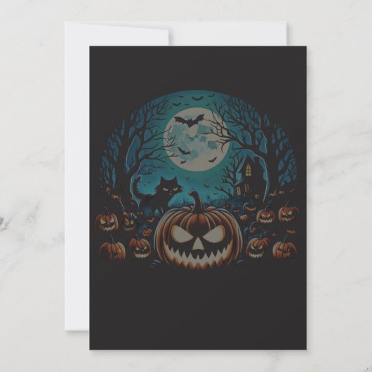 Invitation Scary Pumpkin Moonlit Halloween Party Invite (Dos)