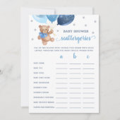 Invitation Scattergories Jeu Baby shower Teddy Bear Card (Devant)