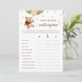 Invitation Scattergories Jeu Baby shower Teddy Bear Card (Debout devant)