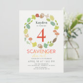 Invitation Scavenger Hunt Nature Trail Turquoise Anniversaire (Debout devant)