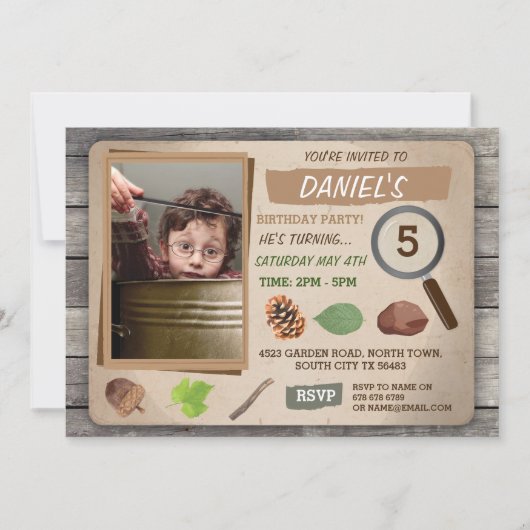 INVITATION SCAVENGER HUNT PHOTO ANNIVERSAIRE DE ENFANT PARTY  (Devant)