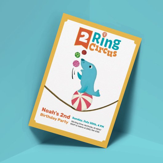 Invitation Sceau animal 2-Ring Circus 2e anniversaire Invitat