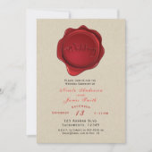 Invitation Sceau de cire rouge Élégant Kraft Brown Mariage ru (Devant)