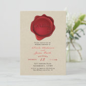 Invitation Sceau de cire rouge Élégant Kraft Brown Mariage ru (Debout devant)