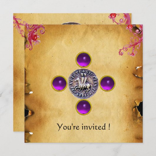 Invitation SCEAU DES CHEVALIERS TEMPLAR gem violet (Devant / Derrière)