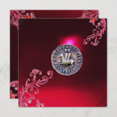 Invitation SCEAU DES CHEVALIERS TEMPLAR rubis rouge bordeaux (Devant / Derrière)