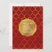 Invitation Sceau d'or Feuille de Fiery Red Mariage Indien Mar (Dos)