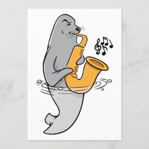 Invitation Sceau Jouant Au Saxophone