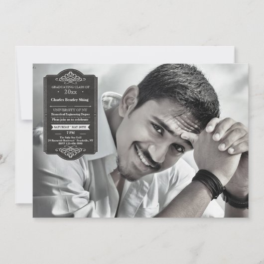 Invitation Sceau noir de graduation Photo Graduation Invitati (Devant)
