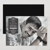 Invitation Sceau noir de graduation Photo Graduation Invitati (Devant / Derrière)