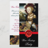 INVITATION SCELLÉ À LA CIRE POUR FÊTE DE DÉGUSTATION DE VIN D (Devant / Derrière)