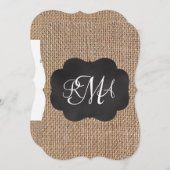 Invitation Scénario Burlap Triple Script Monogramme (Devant / Derrière)