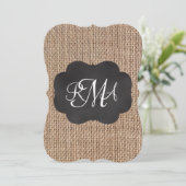 Invitation Scénario Burlap Triple Script Monogramme (Debout devant)