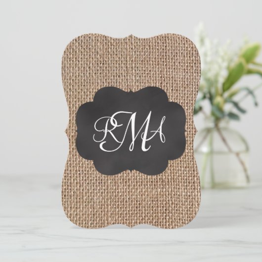 Invitation Scénario Burlap Triple Script Monogramme (Debout devant)