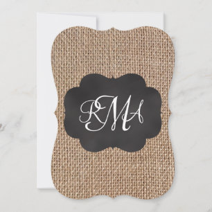 Invitation Scénario Burlap Triple Script Monogramme