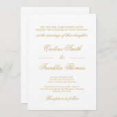 Invitation Scénario classique de calligraphie en or en lettre (Devant / Derrière)