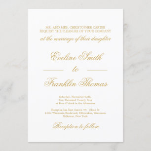 Invitation Scénario classique de calligraphie en or en lettre