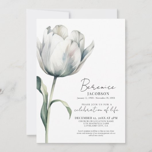 Invitation Scénario commémoratif Célébration des funérailles  (Devant)