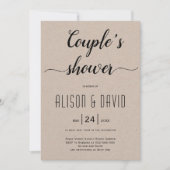 Invitation Scénario cursive calligraphie kraft wedding shower (Devant)
