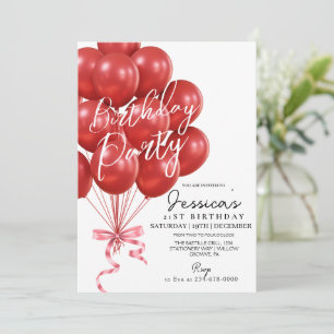 Invitation Scénario de ballon rouge Fête d'anniversaire moder