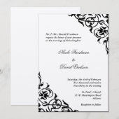 Invitation Scénario de défilement du coin feutre noir mariage (Devant / Derrière)