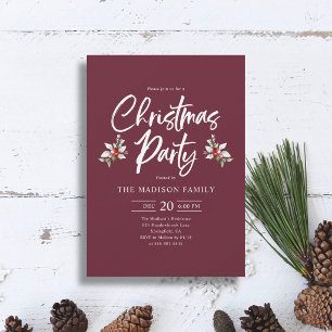 Invitation Scénario de fête de Noël Baie Rouge Profond