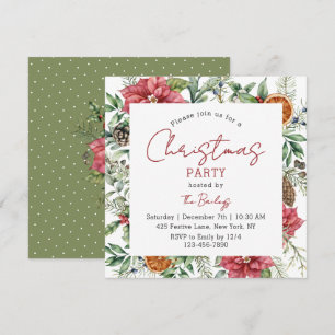 Invitation Scénario de fête de Noël élégant au poinsettia