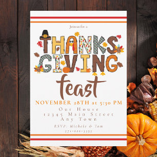 Invitation Scénario de fête de Thanksgiving Festive