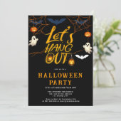 Invitation Scénario de fête d'Halloween araignée orange (Debout devant)