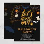 Invitation Scénario de fête d'Halloween araignée orange (Devant / Derrière)