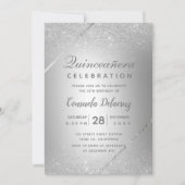 Invitation Scénario de parties scintillant argent chic métall (Devant)