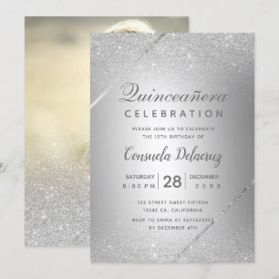 Invitation Scénario de parties scintillant argent chic métall